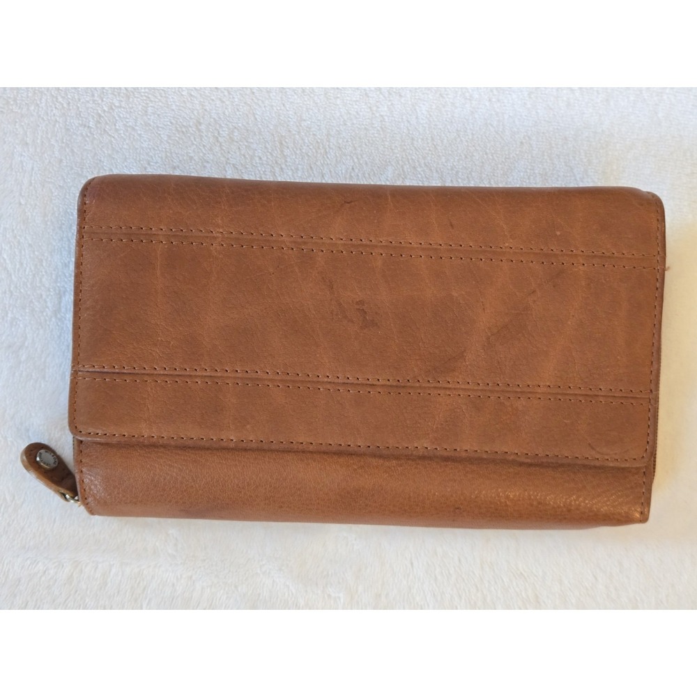 Vintage Wilson's Leather Brown Tri Fold Women's Wallet Checkbook Nice